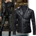 Men Leather Jacket Slim Fit Motorcycle Jacket Zipper Casual Coat Spring Autumn Winter - Image 5