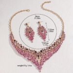 FYUAN Luxury Inlay Rhinestone Necklace Earrings For Women Purple Crystal Water Drop Pendant Wedding Bride Jewelry Sets - Image 4
