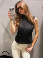 SLTNX Women's Top 2026 Spring New Black Sleeveless Rope Knot Decorative Slim Fit Top Vest Unique Fashion Cool Trendy - Image 2