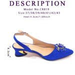 Venus Chan Royal Blue Sandals for Women 2024 Luxury Wedding Pumps Med Heels Rhinestone Design Party Shoes and Bags Set - Image 5