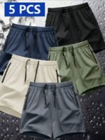 Manfinity Homme 5pcs/Set Men's Spring Summer Sports Shorts Casual Shorts - Image 3
