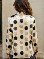 Women's Fashionable Trend Printed Silk Blouse with Long Sleeves and Loose Round Patterns, Suitable for Office Wear, Daily Commuting and Casual Spring-Autumn Occasions. - Image 2