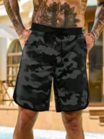 Manfinity KASUA Men's Summer Holiday Casual Camo Print Drawstring Waist Side Pocket Beach Shorts Men Camo Shorts Men Streetwear - Image 2