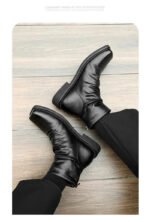Hot-Selling Leather Boots for Men Fad Square Toe Drape Casual Chelsea Boot British High-end Cool High Top Men Boots Botas Hombre - Image 15
