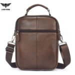 LION VERA Men's Shoulder Bag Casual Mobile Phone Zipper Bag Large Capacity Business Genuine Leather Travel Crossbody Bag - Image 6