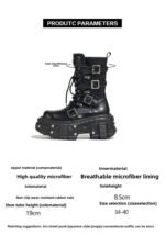 Women's 2025 New Niche Internet Celebrity Muffin Platform Locomotive Punk Goth Lace-up Medium Boots - Image 4