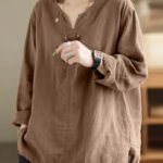 Vintage Women Blouse Autumn Long Sleeve Shirt Female V Neck Work Holiday Blusas ZANZEA Casual Solid Loose Shirt Cotton Chemise