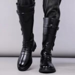 Men's Autumn Winter Vintage Outdoor Long Boots British Style Work Boots High Top Men's Leather Boots-1307 - Image 6