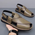 PU Leather Men's Sandals Handmade Stitching Beach Shoes Non Slip Hollow Out Shoes Outdoor Casual Sandaly All-match Man Sandalias - Image 6