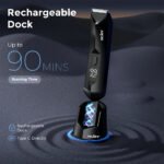 Electric Body Hair Trimmer,Groin Trimmer Ceramic Blade, Waterproof Wet/Dry Groomer, USB Recharge Dock, Men’s Wireless Ball Shaver,LED Display - Image 5