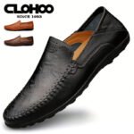CLOHOO Men's Business Casual Shoes Leather Stitching Comfortable Breathable Rubber Bottom Second Layer Cowhide