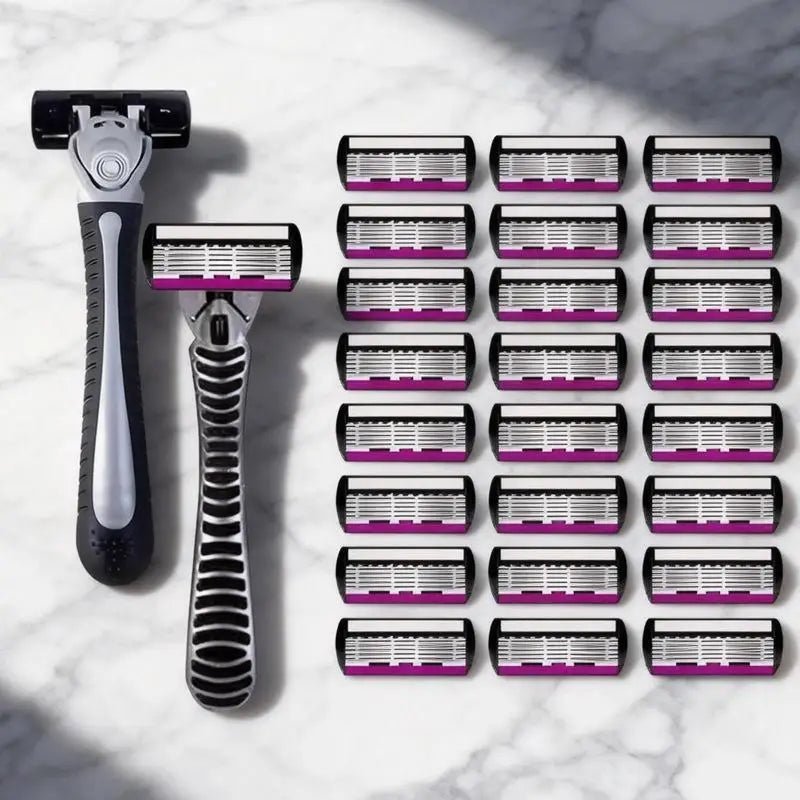 S8326eb8145424fc2ba860de62e2807285.jpg Safety Razor With 3/6/12/18/24/36Pcs 6 Layer Stainless Steel Shaving Cartridges For Men Women Hair Removal Shaving▪ - Image 1