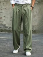 Men's High Waist Double Pleated Wide Leg Dress Pants Draping Wrinkle Resistant Breathable Textured Fabric Trousers for Office Wo - Image 2
