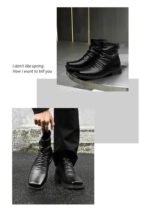 Hot-Selling Leather Boots for Men Fad Square Toe Drape Casual Chelsea Boot British High-end Cool High Top Men Boots Botas Hombre - Image 11