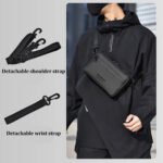 Fashionable Multi-Layer Shoulder Bag for Man,Hand-Held Casual Crossbody Bag, Suitable for Commuting, Daily Use,Black Business Travel Bag, Solid Color Minimalism Handbag - Image 3