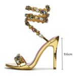 Star style Luxury Crystal Embellished Wraparound Women Sandals Stiletto High heels Gladiator Sandals Summer Wedding Prom Shoes - Image 6