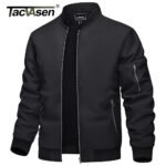 TACVASEN Men's Flight Jacket Summer Autumn Thin Lightweight Casual Windbreaker Multi-pockets Full Zip Up Varsity Baseball Jacket - Image 6
