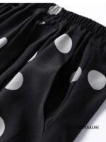 Modern Large Polka Dot 100% Natural Mulberry Silk Crepe De Chine Elastic Waist Women's Fashionable Cropped Lantern Pants - Image 2