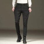 Fashion Black Grey Casual Trouses Mens Straight Fit Long Pants Striped Plaid Four Seasons High Quality Brand Business Trousers - Image 5