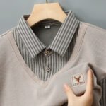 Mens Polo Sweater Shirt Collar Knit Pullover Autumn Winter Fleece T-shirt Casual Sweaters Navy Blue Khaki Korean Clothing - Image 3