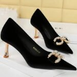 Luxury Women 7cm High Heels Wedding Replica Pumps Lady Luxury Designer Metal Chain Buckle High Heels Stiletto Women Dress Shoes - Image 3