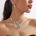 2pcs/set Jewelry Sets Women Elegant Waterdrop Rhinestone Pendant Necklace stud Earrings Wedding Dress Bridal Jewelry Set - Image 5