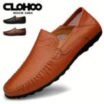 CLOHOO Men's Business Casual Shoes Leather Stitching Comfortable Breathable Rubber Bottom Second Layer Cowhide - Image 3