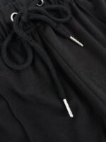 2-Piece Black High Neck Midriff Tank Smocked Waist Side Slit Wide Leg Pants Spice Girl Style Women Summer Date Wear - Image 5
