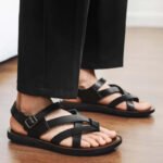 Fashion New Men Gladiators Black Buckle Strap Patent Leather Casual Shoes Summer Rome Breathable Beach Sandals Outdoor Slippers - Image 2
