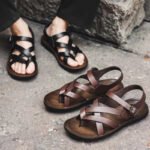 Fashion New Men Gladiators Black Buckle Strap Patent Leather Casual Shoes Summer Rome Breathable Beach Sandals Outdoor Slippers - Image 4