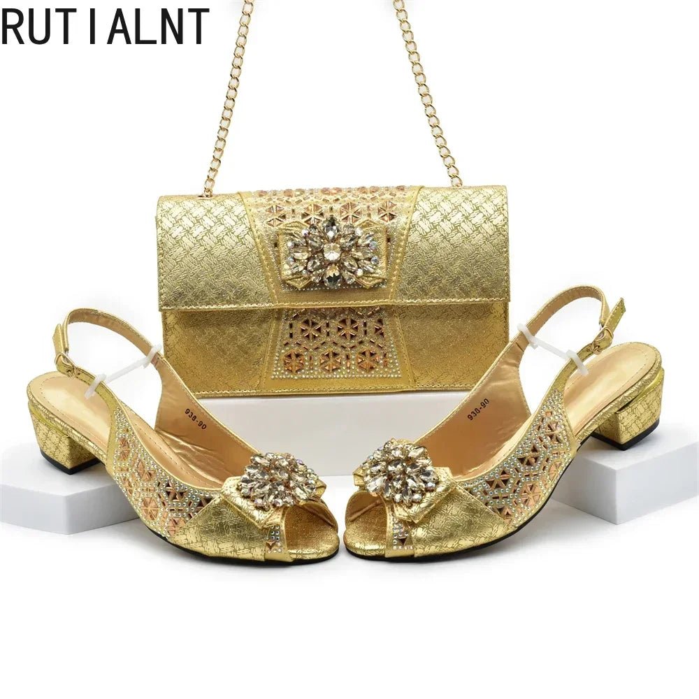 S8d3227c867964f099b0016665a03586fU.jpg New Arrival African Shoes and Bags Sets Decorated with Rhinestone Women Shoe Size 43 Shoes for Women 2025 Designer Luxury - Image 1