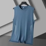 Summer Mesh Men Vest Sleeveless Printed Round Neck Ice Silk Basketball Loose Running Fitness Men Tank Tops T Shirt - Image 2