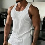 2026 New Men's Rib Knit Tank Tops Elastic Slim Fit Fitness Gym Vest Sleeveless Muscle Shirts for Running Training - Image 3