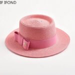 NEW Spring Summer Straw Hats for Women Round Bumpy Surface Flat Top Bowknot Dress Cap Travel Beach Sun Hat Gorra - Image 3