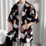 Summer Hawaiian Shirts For Men Hip Hop Mens Japanese Geisha Funny Printed White Pink Shirts Men Korean Casual Holiday Tops Shirt - Image 3