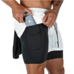 Men's Fitness Training Shorts,Summer Casual Black 2 In 1 Quick Dry Gym Running Shorts Outdoor Slim Quarter Pants - Image 18
