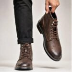 CAPTAIN ANKLE BOOTS Men's Vintage Combat Boots Lace-Up Cap Toe Ankle BOOTS - Image 16
