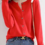 Women Knitted Cardigans Autumn Winter 2025 Round Neck Casual Long Sleeve Tops Solid Basic Soft Sweaters Female