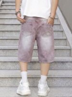 Men Vintage Baggy Distressed Denim Shorts Gradient Wash Ripped Straight High Street Trendy Casual Cargo Summer Jeans Short - Image 12