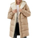Womens Winter Warm Coats Sherpa Fleece Lined Long Hooded Puffer Jacket - Image 5