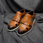 Classy Trending Mens Tassel Sandals Genuine Leather Buckle Strap Hollow Out Summer Casual Shoes for Men Comfortable Breathable - Image 3