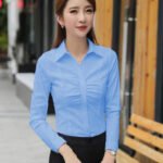 Fashion Turn-Down Collar Folds Shirts Women Autumn Slim Fit Solid White Inner Wear Button Chic Design Versatile Long Sleeve Tops - Image 3