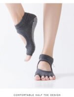 Women Backless Five Toe Yoga Socks Non-Slip Cotton Ladies Dance Ballet Socks Open Half Breathable Fitness Sport Sock for Pilates - Image 6