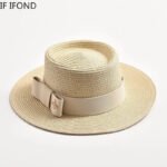 NEW Spring Summer Straw Hats for Women Round Bumpy Surface Flat Top Bowknot Dress Cap Travel Beach Sun Hat Gorra - Image 4