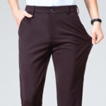 Spring Summer Thin Trousers Men Formal Dress Suit Pants Work Pants Quality Business Casual Pants Black Wine Red Long Pants - Image 2