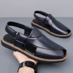 PU Leather Men's Sandals Handmade Stitching Beach Shoes Non Slip Hollow Out Shoes Outdoor Casual Sandaly All-match Man Sandalias - Image 2