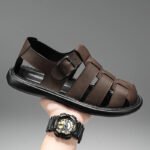Summer New Men's Sandals High Quality Leather Roman Shoes Men Casual Beach Shoes Luxury Hollow Out Sandalias Male Big Size 38-48 - Image 3