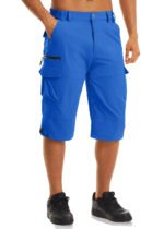 Men's Cargo Work Shorts Quick Dry 3/4 Length Capri Pants Multi-pockets Knee Length Trousers Summer Board Beach Shorts - Image 30