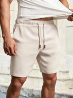 HIMLAND Men's Solid Color Drawstring Waist Casual Shorts, Versatile, Vacation, Father's Day Gifts, Football - Image 6