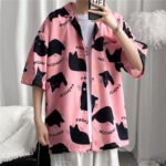 Summer Hawaiian Shirts For Men Hip Hop Mens Japanese Geisha Funny Printed White Pink Shirts Men Korean Casual Holiday Tops Shirt - Image 5